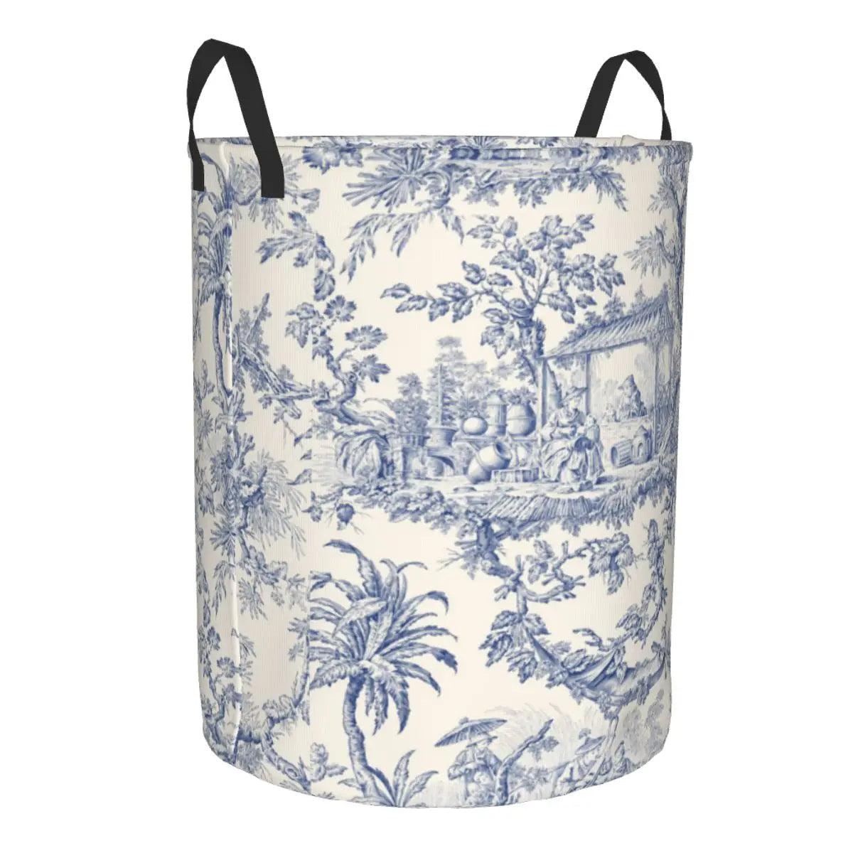 Toile De Jouy Patterns Laundry Basket β Foldable French Motif Decorative Organizer - Besontique Home