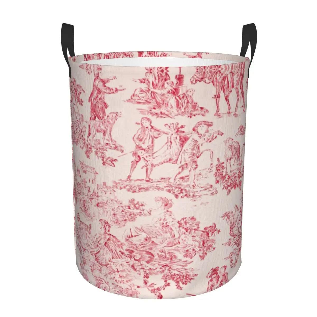 Toile De Jouy Patterns Laundry Basket β Foldable French Motif Decorative Organizer - Besontique Home
