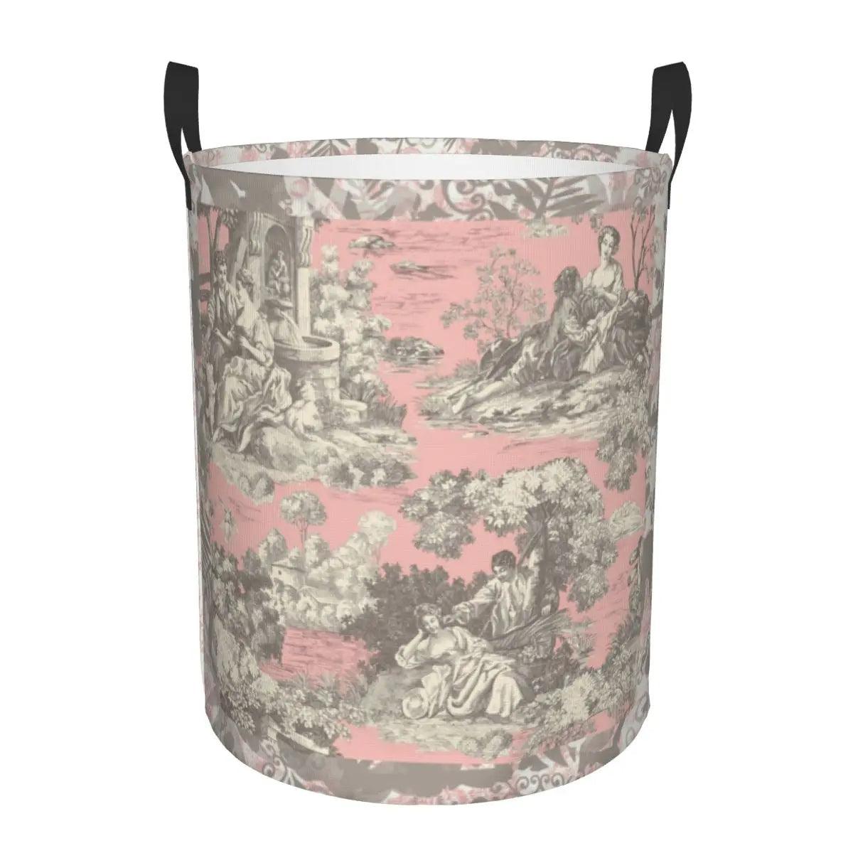 Toile De Jouy Patterns Laundry Basket β Foldable French Motif Decorative Organizer - Besontique Home