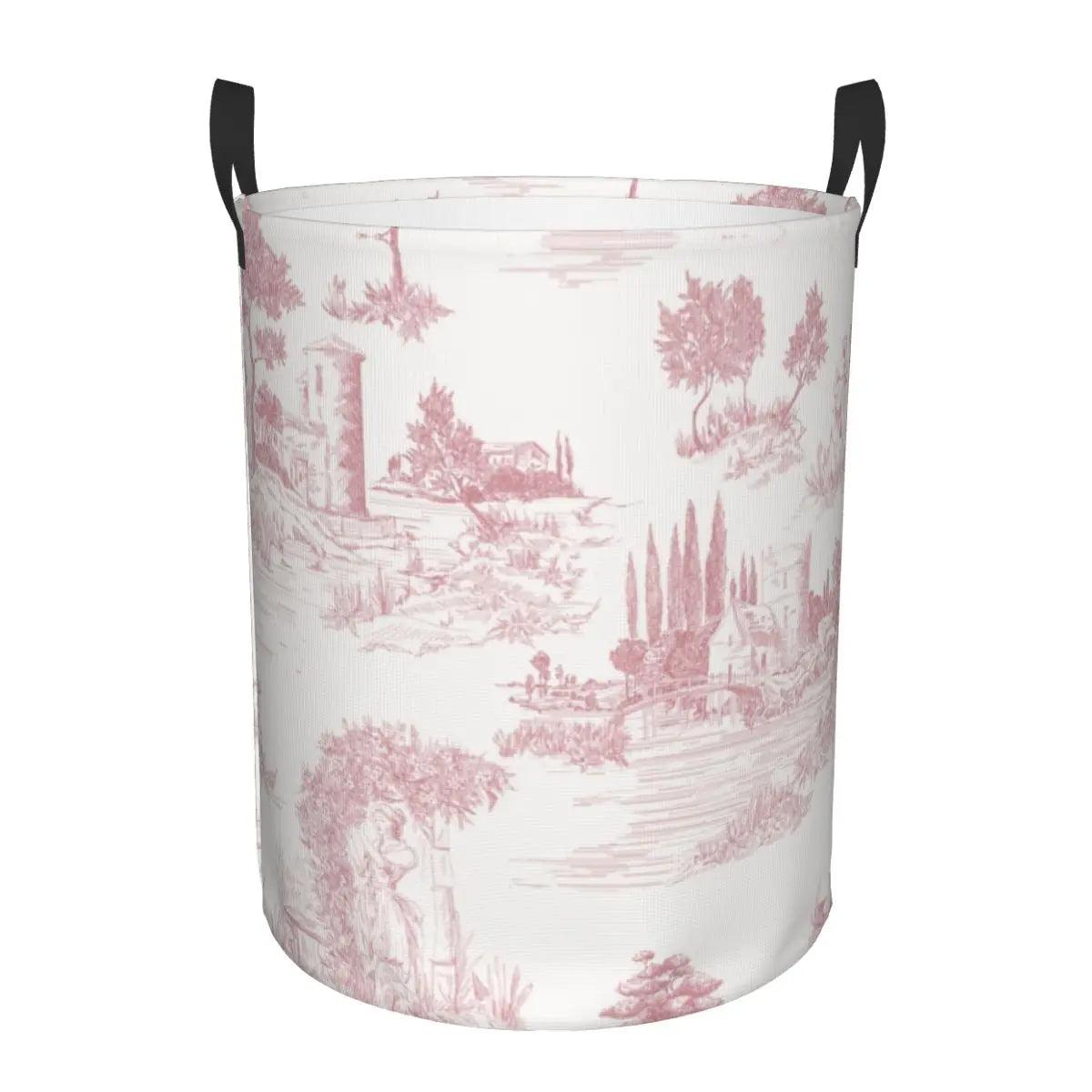 Toile De Jouy Patterns Laundry Basket β Foldable French Motif Decorative Organizer - Besontique Home