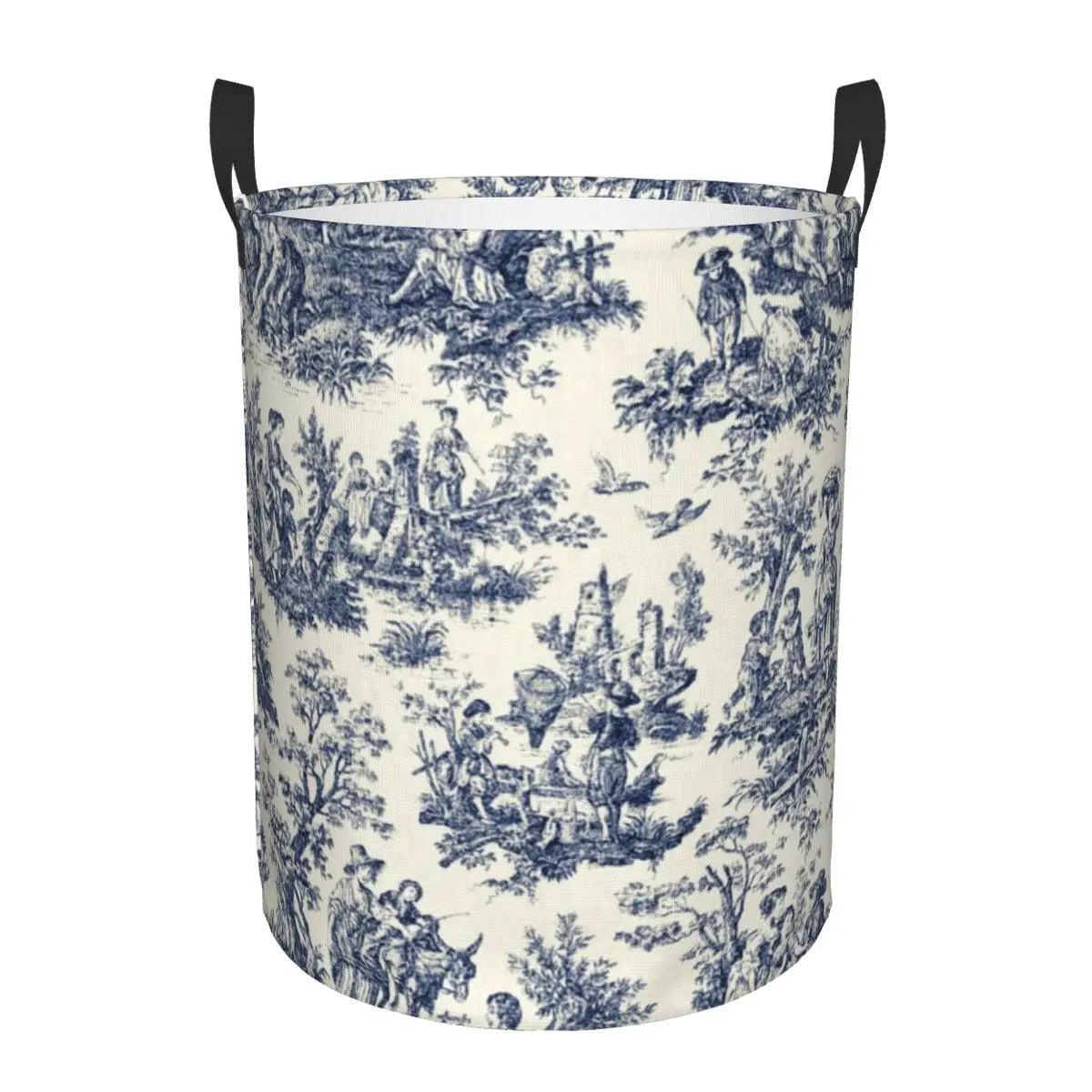 Toile De Jouy Patterns Laundry Basket β Foldable French Motif Decorative Organizer - Besontique Home