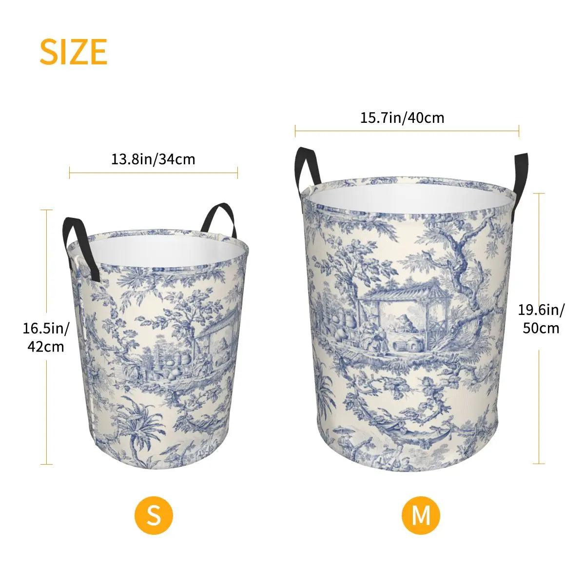 Toile De Jouy Patterns Laundry Basket β Foldable French Motif Decorative Organizer - Besontique Home
