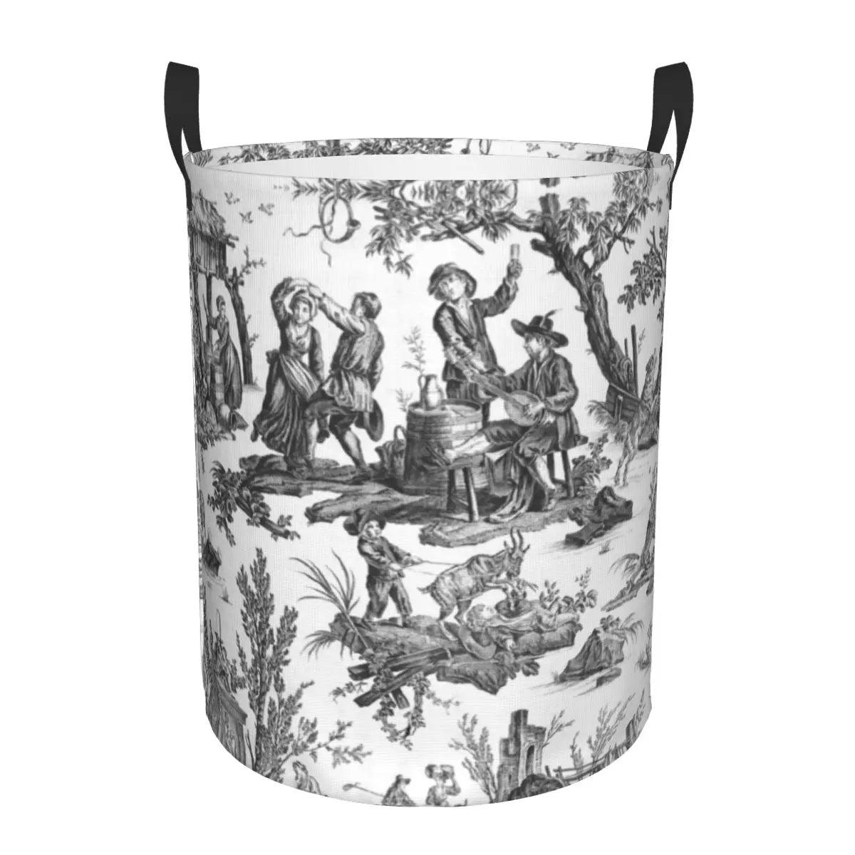 Toile De Jouy Patterns Laundry Basket β Foldable French Motif Decorative Organizer - Besontique Home