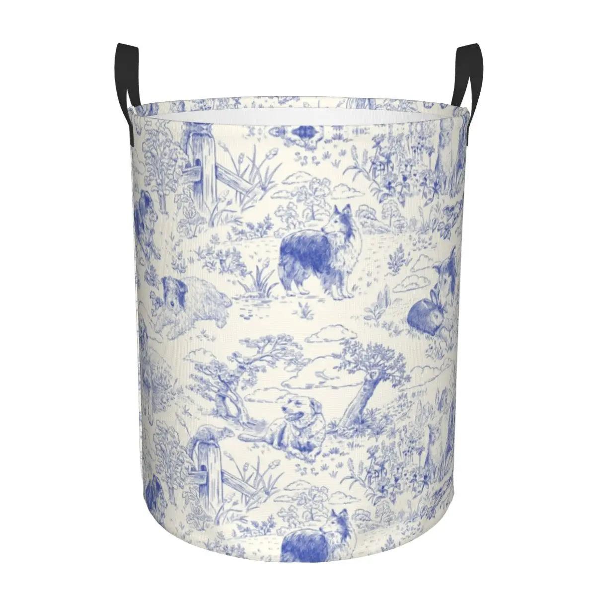 Toile De Jouy Patterns Laundry Basket β Foldable French Motif Decorative Organizer - Besontique Home