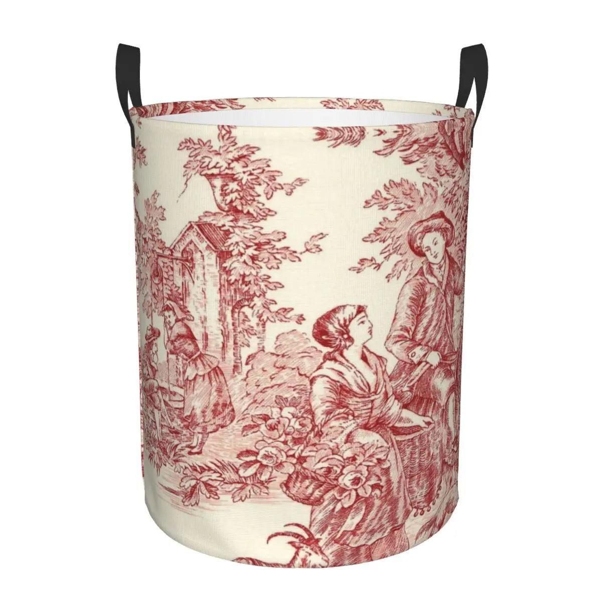 Toile De Jouy Patterns Laundry Basket β Foldable French Motif Decorative Organizer - Besontique Home