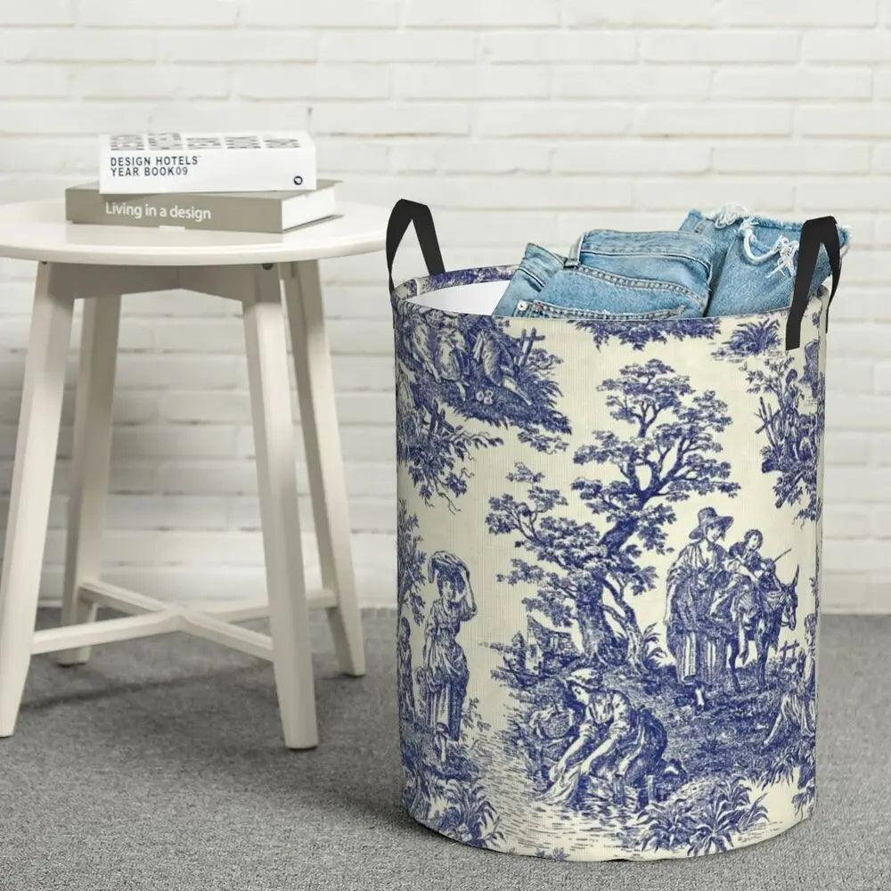 Toile De Jouy Patterns Laundry Basket β Foldable French Motif Decorative Organizer - Besontique Home