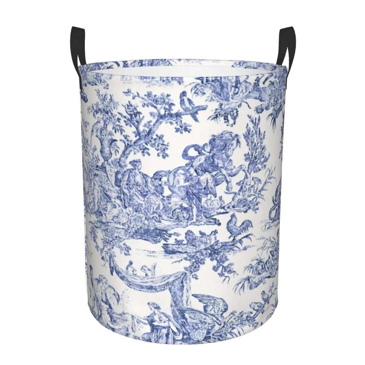 Toile De Jouy Patterns Laundry Basket β Foldable French Motif Decorative Organizer - Besontique Home