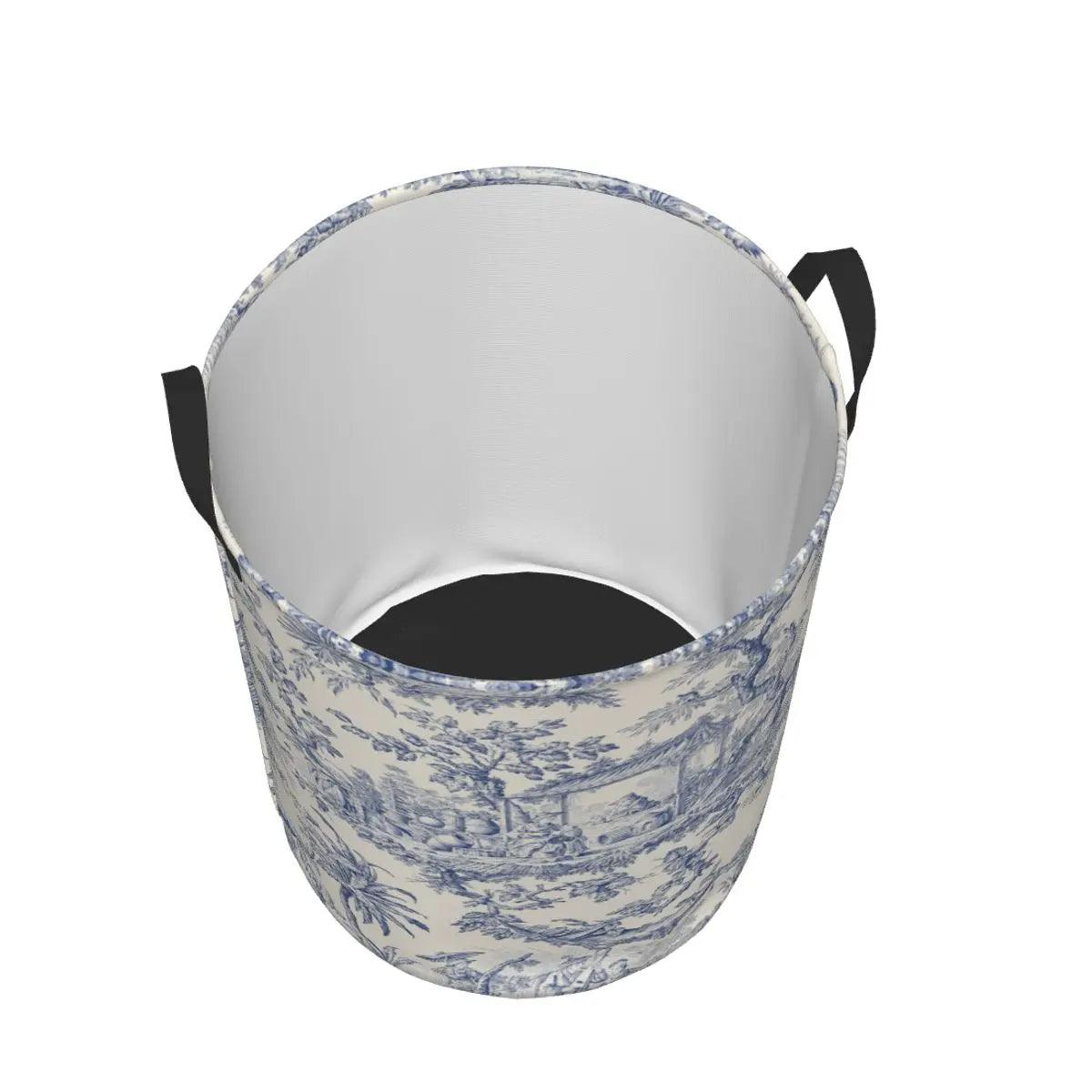 Toile De Jouy Patterns Laundry Basket β Foldable French Motif Decorative Organizer - Besontique Home