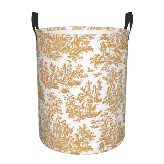 Toile De Jouy Patterns Laundry Basket │ Foldable French Motif Decorative Organizer - Besontique Home