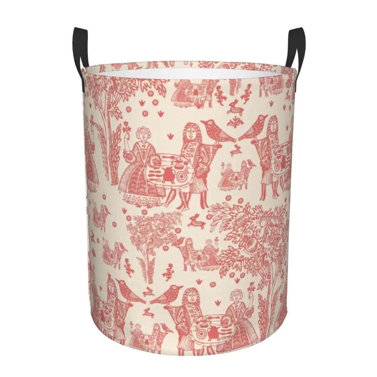Toile De Jouy Patterns Laundry Basket β Foldable French Motif Decorative Organizer - Besontique Home