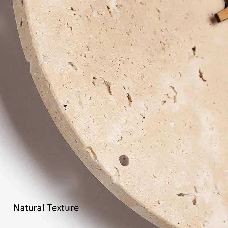 Travertine Marble Wall Decor Clock with LED Light │ Modern Minimal Natural Stone Decorative Clock - Besontique Home