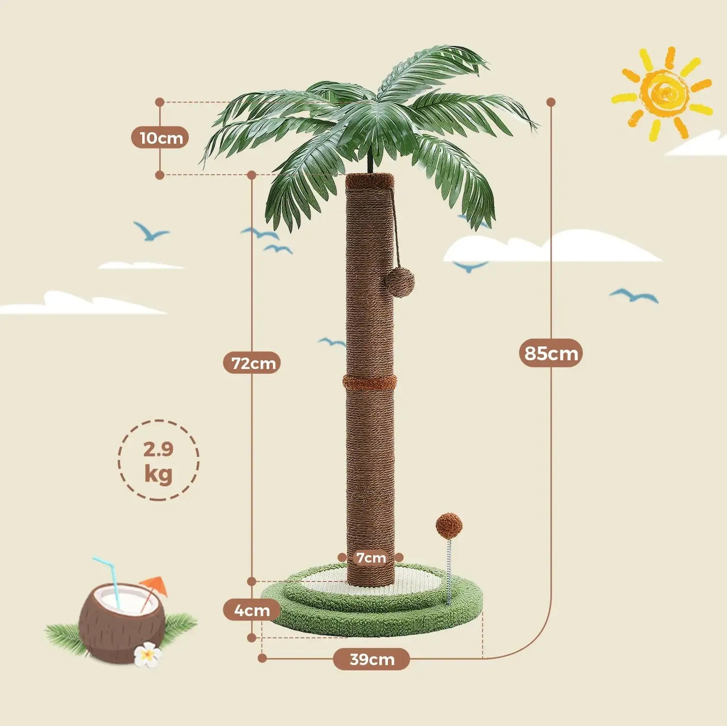 tropical-tree-sisal-cat-scratching-post-with-hangling-ball-or-pet-friendly-cat-scratcher-toy-furniture-besontique-home-26560 - Besontique Home