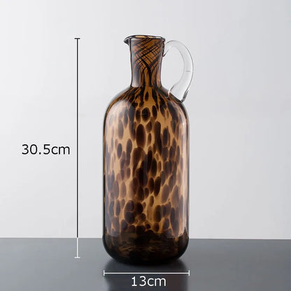 Brown Leopard Print Glass Vase │ Modern Vintage Home Decorative Hydroponics Flower Pots Ornaments Besontique