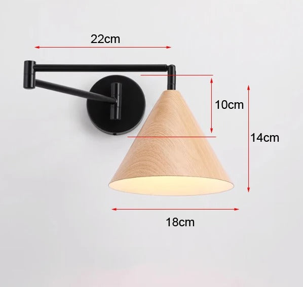 Nordic Wood Grain Wall Lighting Lamp │ Modern Simple Retractable Foldable Bedside Wall Light Besontique Home Decor