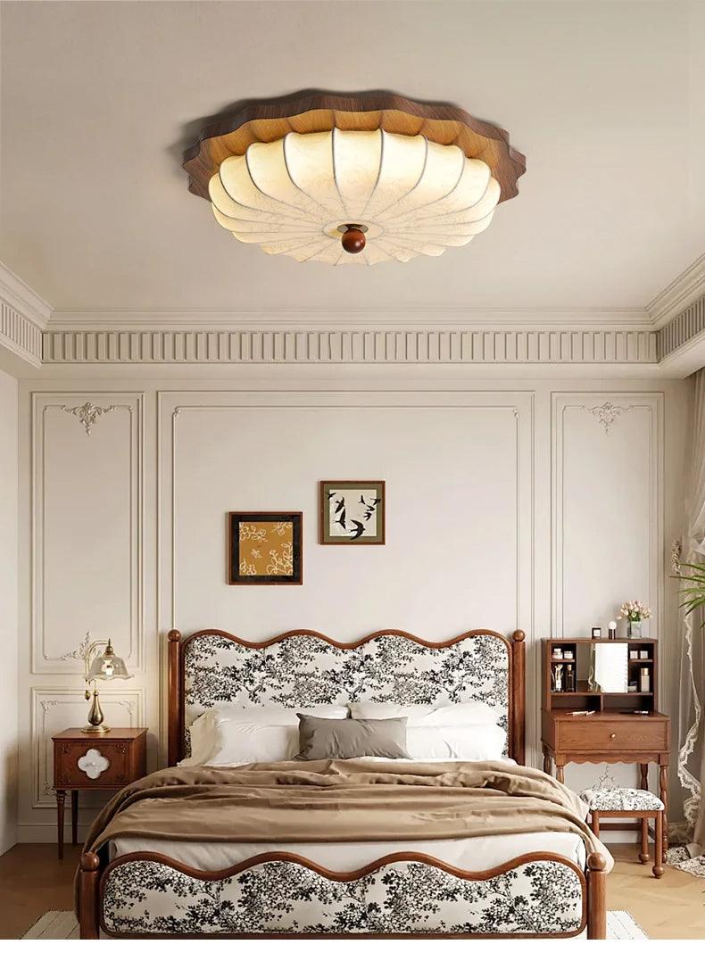 Vintage Fabric Art Ceiling Light │ Japandi Style Chandelier Hanging Lamp - Besontique Home