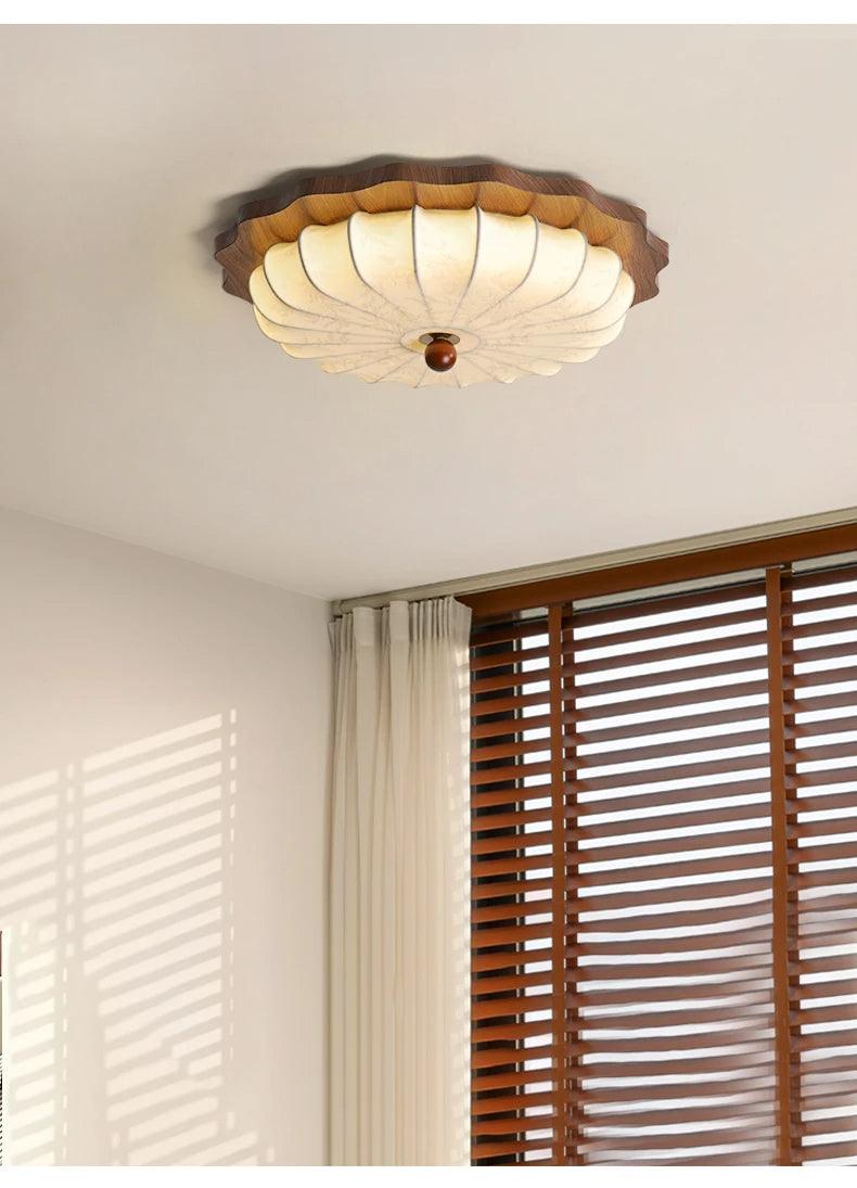 Vintage Fabric Art Ceiling Light │ Japandi Style Chandelier Hanging Lamp - Besontique Home