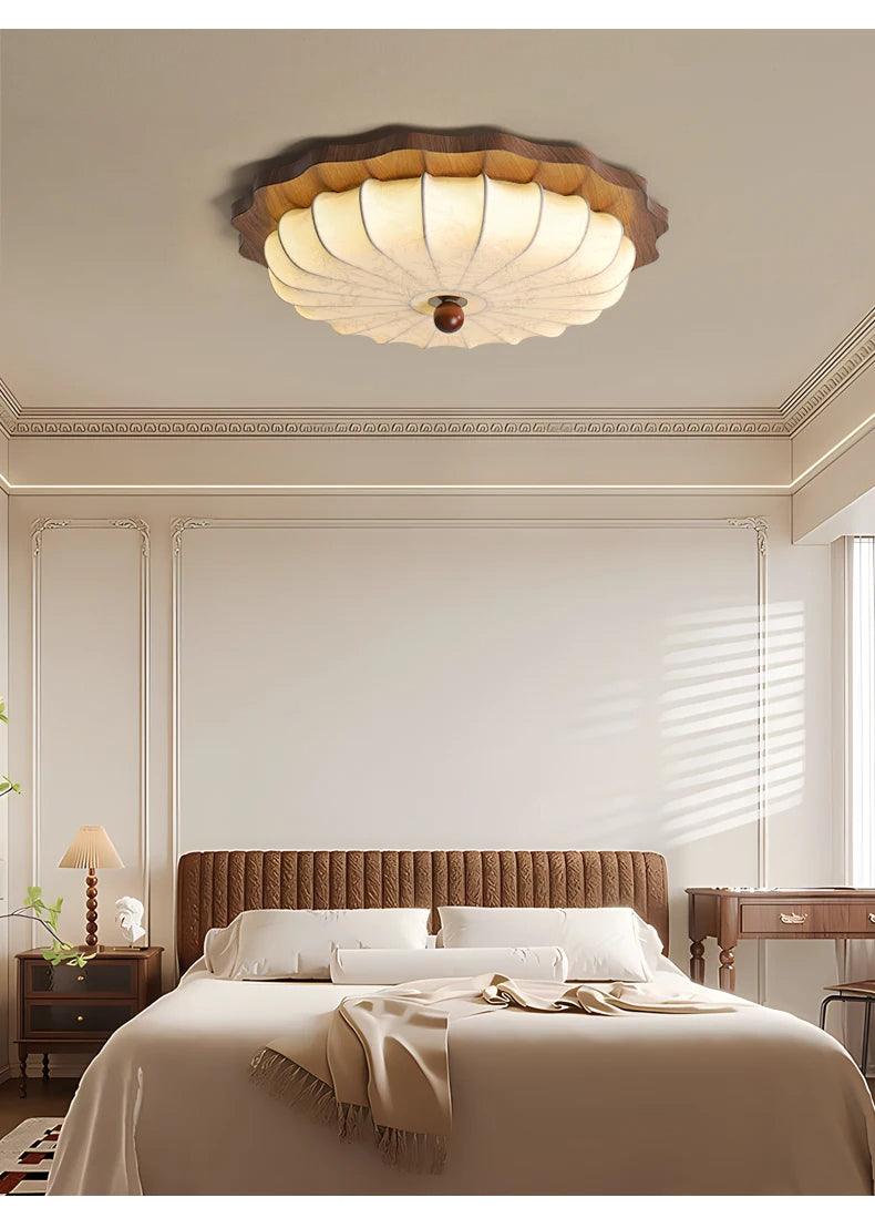 Vintage Fabric Art Ceiling Light │ Japandi Style Chandelier Hanging Lamp - Besontique Home