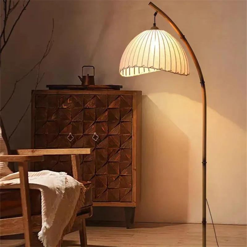 Vintage Retro style Bamboo Tall Floor Lamp - Besontique Home