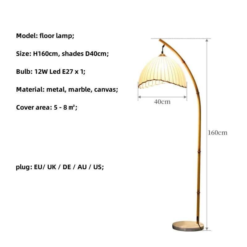 Vintage Retro style Bamboo Tall Floor Lamp - Besontique Home