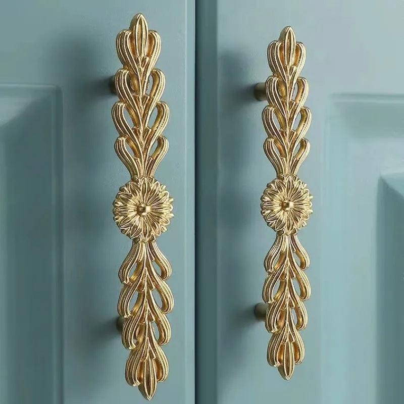 Vintage Style Gold Brass Furniture Door Knob │ French European Kitchen Handles - Besontique Home