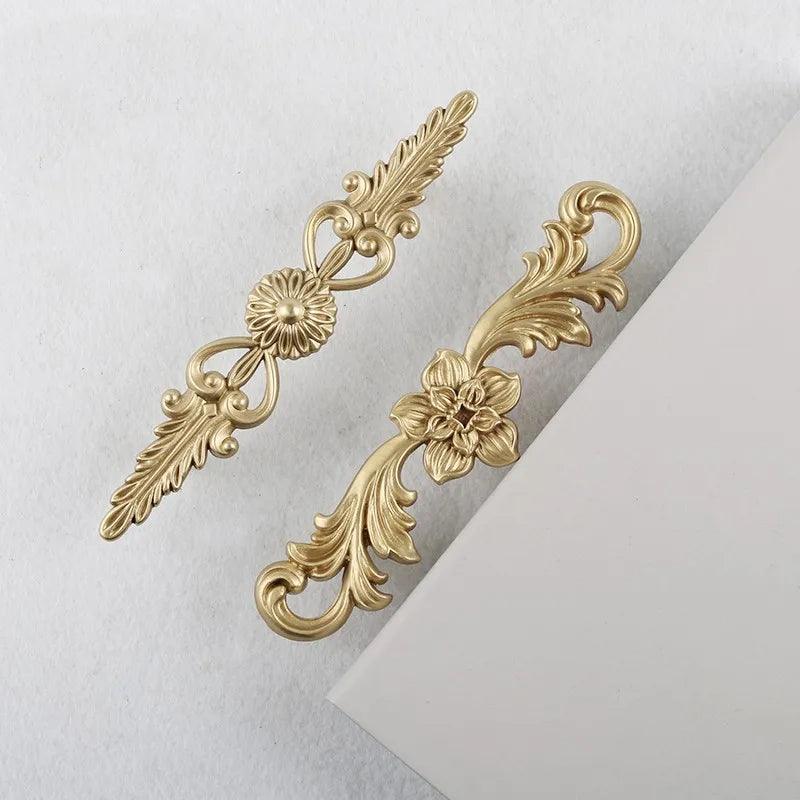 Vintage Style Gold Brass Furniture Door Knob │ French European Kitchen Handles - Besontique Home