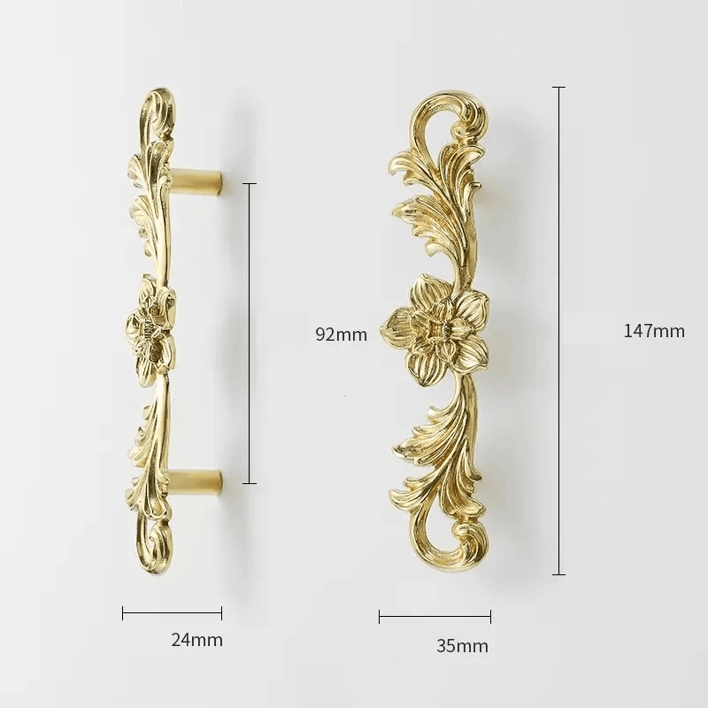 Vintage Style Gold Brass Furniture Door Knob │ French European Kitchen Handles - Besontique Home