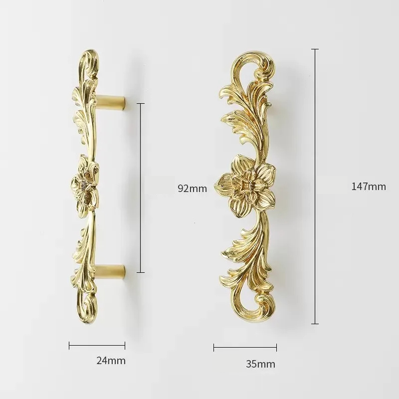 Vintage Style Gold Brass Furniture Door Knob │ French European Kitchen Handles - Besontique Home
