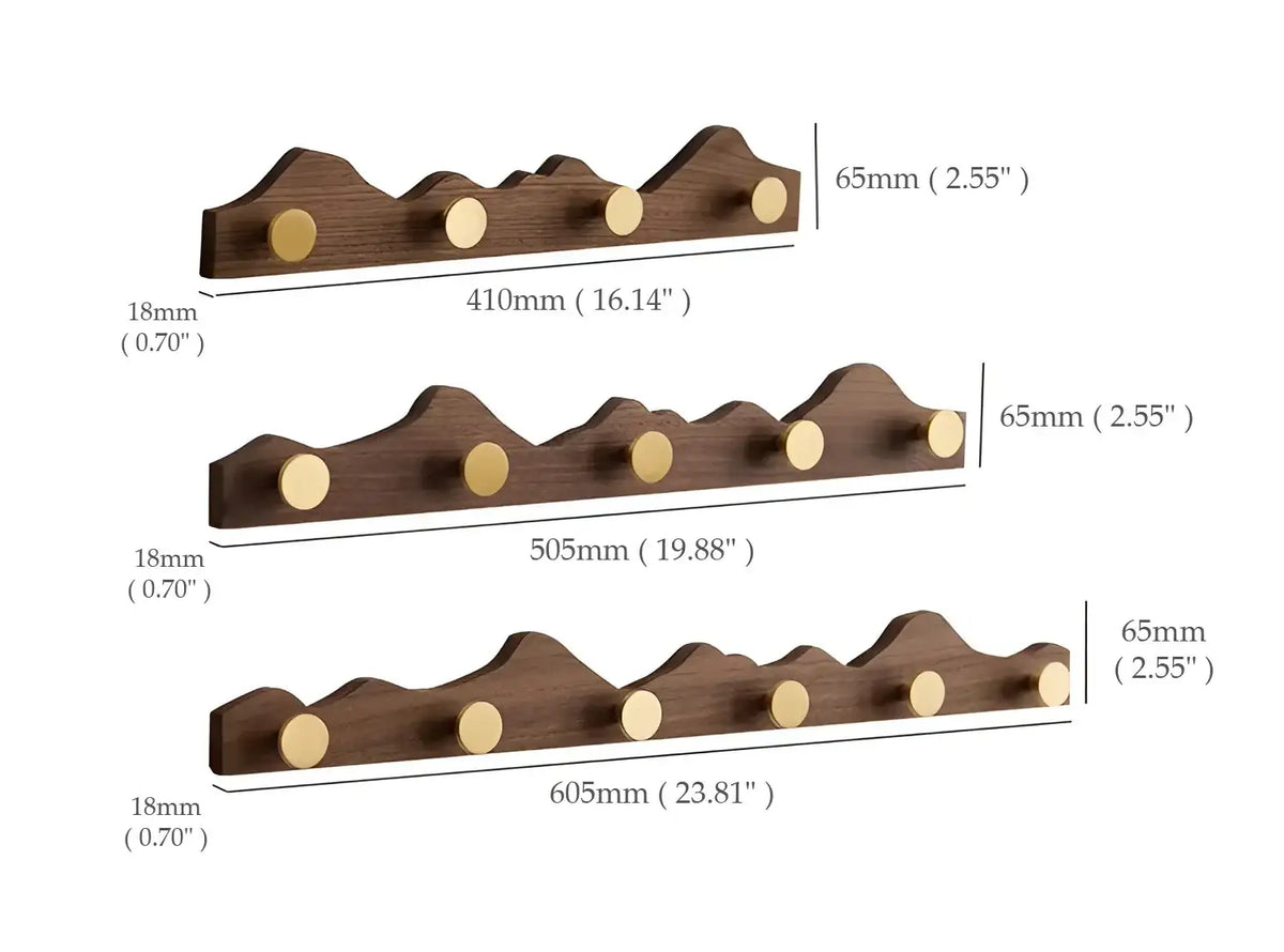 vintage-wood-brass-abstract-wall-mounted-hanging-storage-hook-besontique-home-27872 - Besontique Home