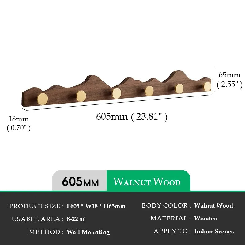 Vintage Wood Brass Abstract Wall-Mounted Hanging Storage Hook - Besontique Home