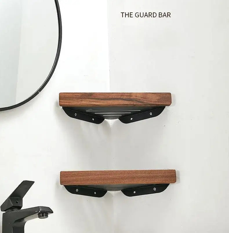 walnut-wood-wall-mounted-corner-storage-rack-blackwhite-modern-bathroom-triangle-organizer-shelf-shelves-besontique-home-11445 - Besontique Home