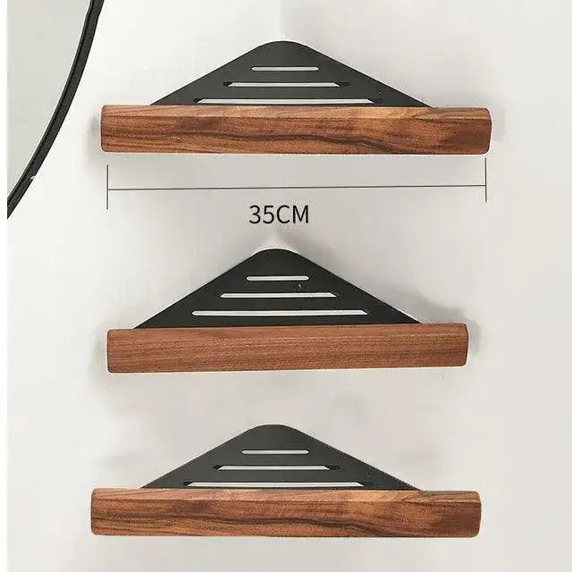 walnut-wood-wall-mounted-corner-storage-rack-blackwhite-modern-bathroom-triangle-organizer-shelf-shelves-besontique-home-74708 - Besontique Home