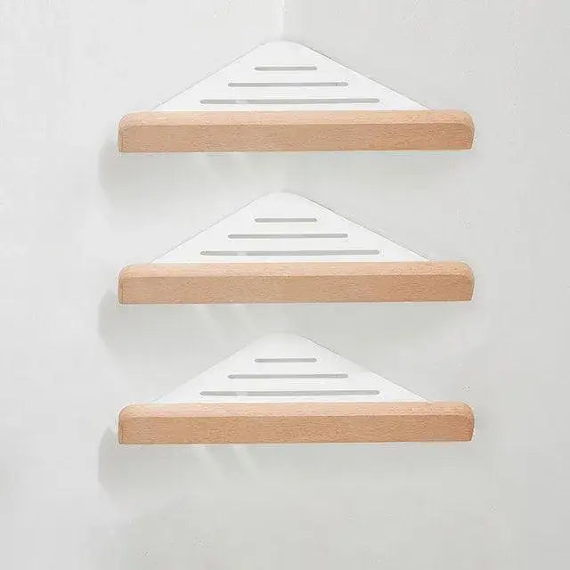 walnut-wood-wall-mounted-corner-storage-rack-blackwhite-modern-bathroom-triangle-organizer-shelf-shelves-besontique-home-90188 - Besontique Home