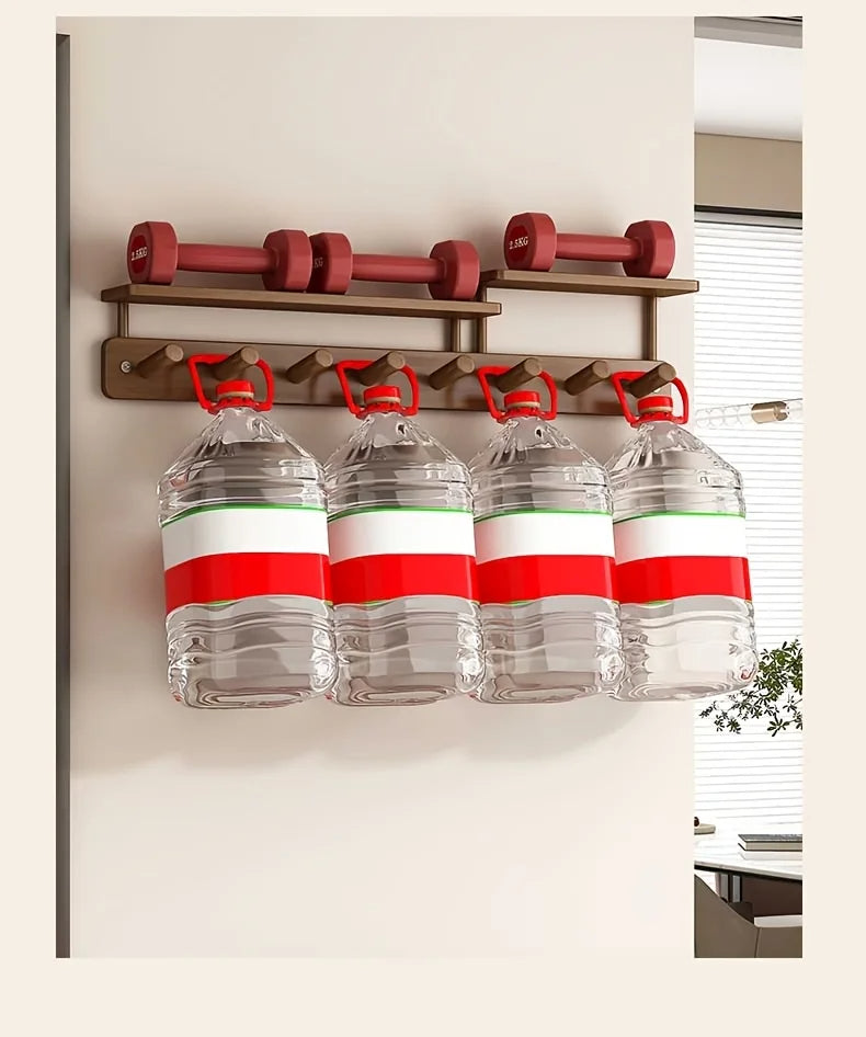 Wood Entrance Wall Mounted Coat Rack 6 Hooks with Shelf