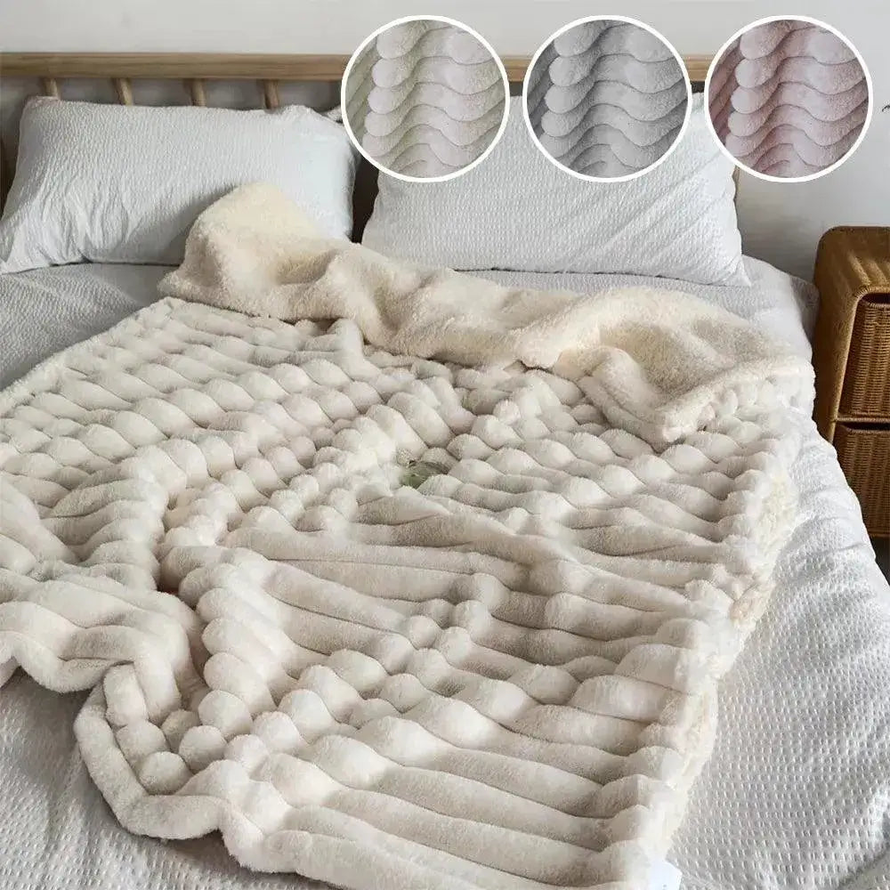 warm-faux-rabbit-plush-blanket-thickened-padded-covering-throw-blanket-for-sofa-couch-bed-decor-besontique-home-18098 - Besontique Home