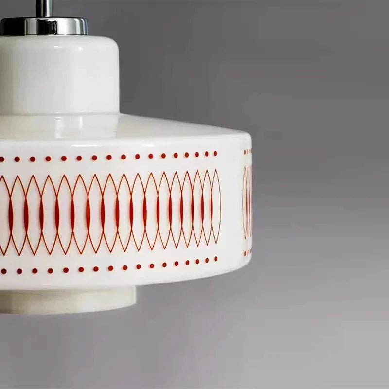 White Glass Geometric pattern Pendant Ceiling Lamp Light - Besontique Home