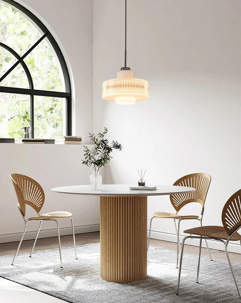 White Glass Geometric pattern Pendant Ceiling Lamp Light - Besontique Home