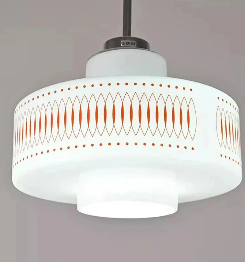 White Glass Geometric pattern Pendant Ceiling Lamp Light - Besontique Home