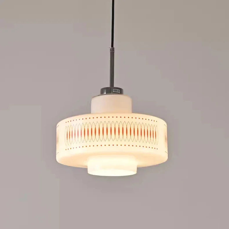 White Glass Geometric pattern Pendant Ceiling Lamp Light - Besontique Home