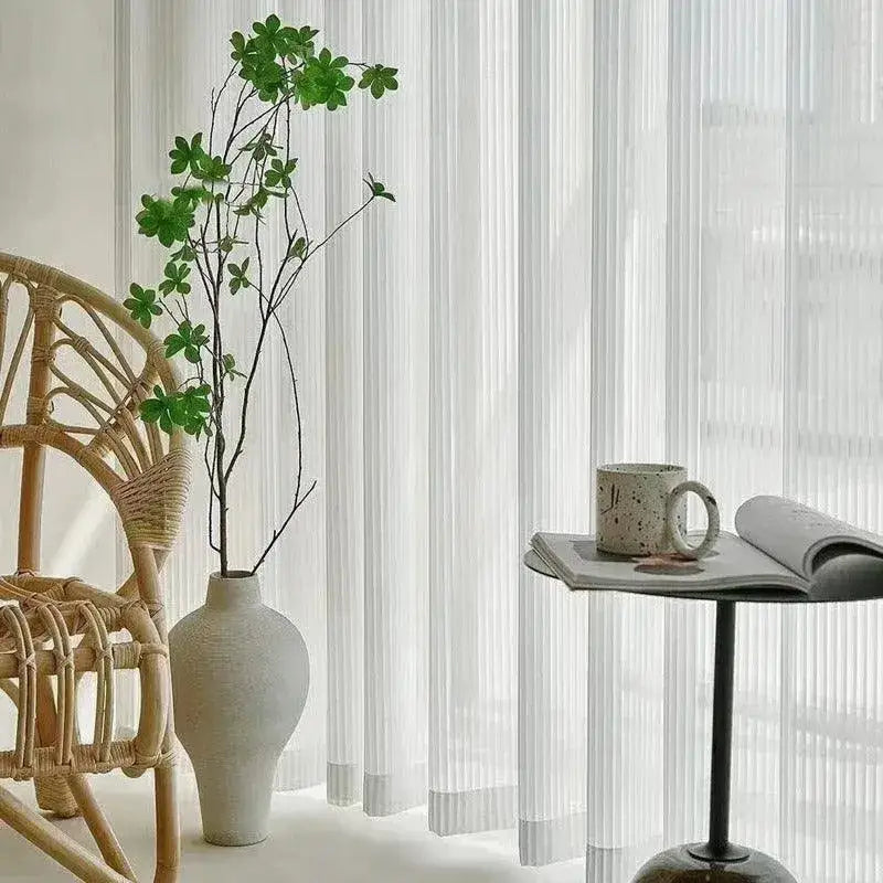 white-striped-tulle-veil-curtain-modern-simple-transparent-blinds-window-drapes-besontique-home-70823 - Besontique Home