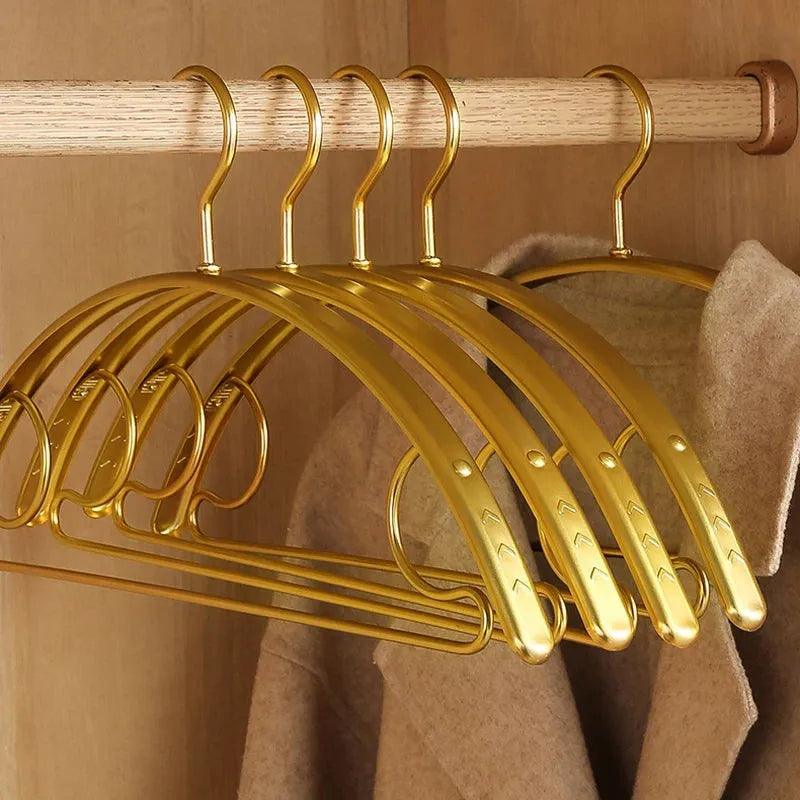 Wide Metal Gold & Silver Clothes Hanger │ Aluminum Alloy Wardrobe Organizer for Sweater Pants - Besontique Home