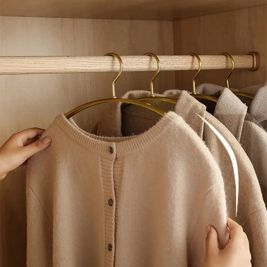 Wide Metal Gold & Silver Clothes Hanger │ Aluminum Alloy Wardrobe Organizer for Sweater Pants - Besontique Home