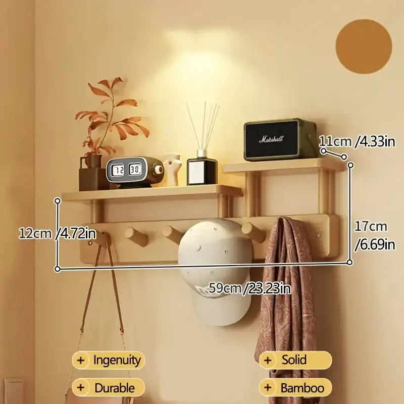 wood-entrance-wall-mounted-coat-rack-6-hooks-with-shelf-besontique-home-56735 - Besontique Home