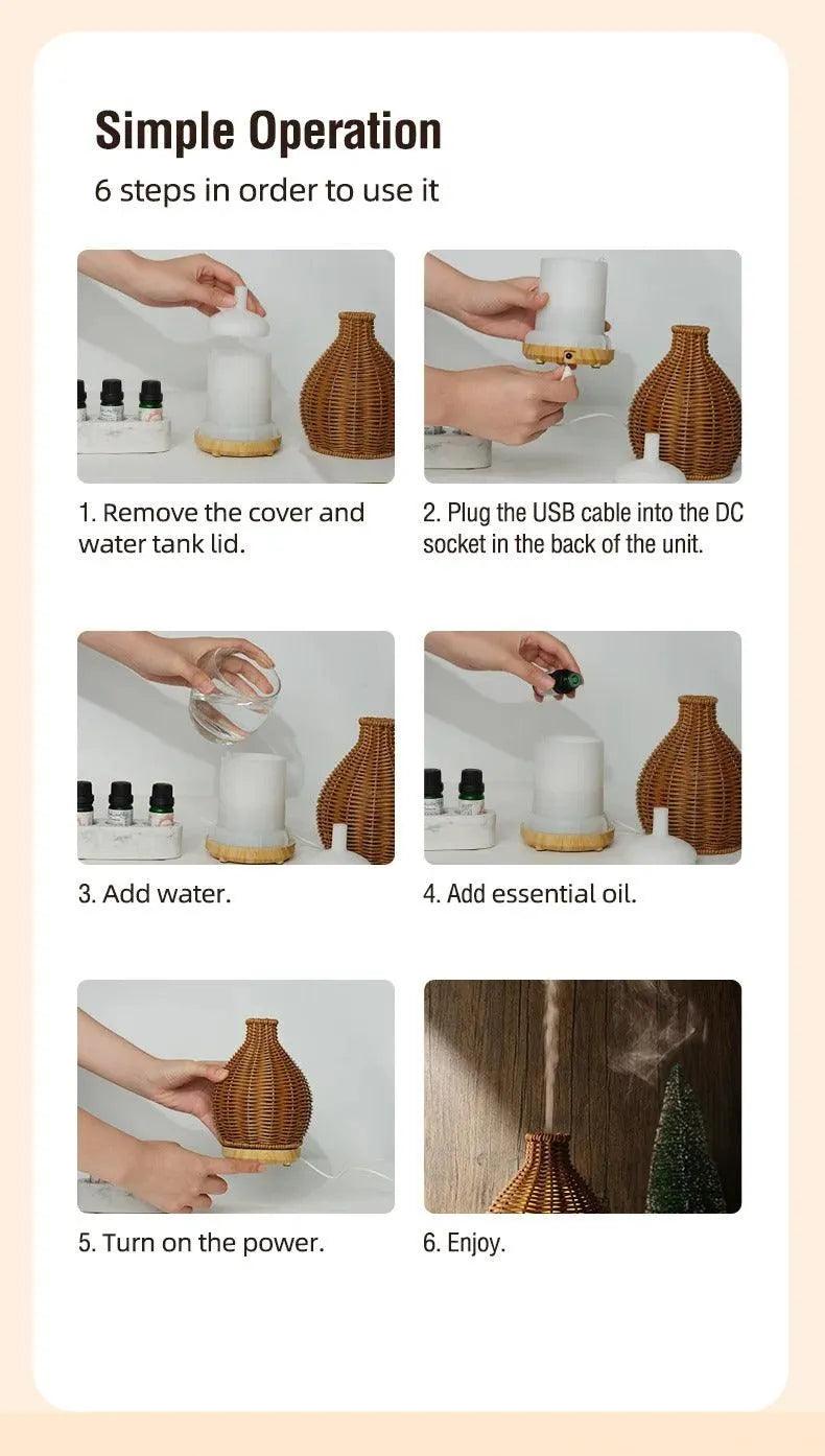 Wood Ratten Vase Shape Humidifier - Besontique Home