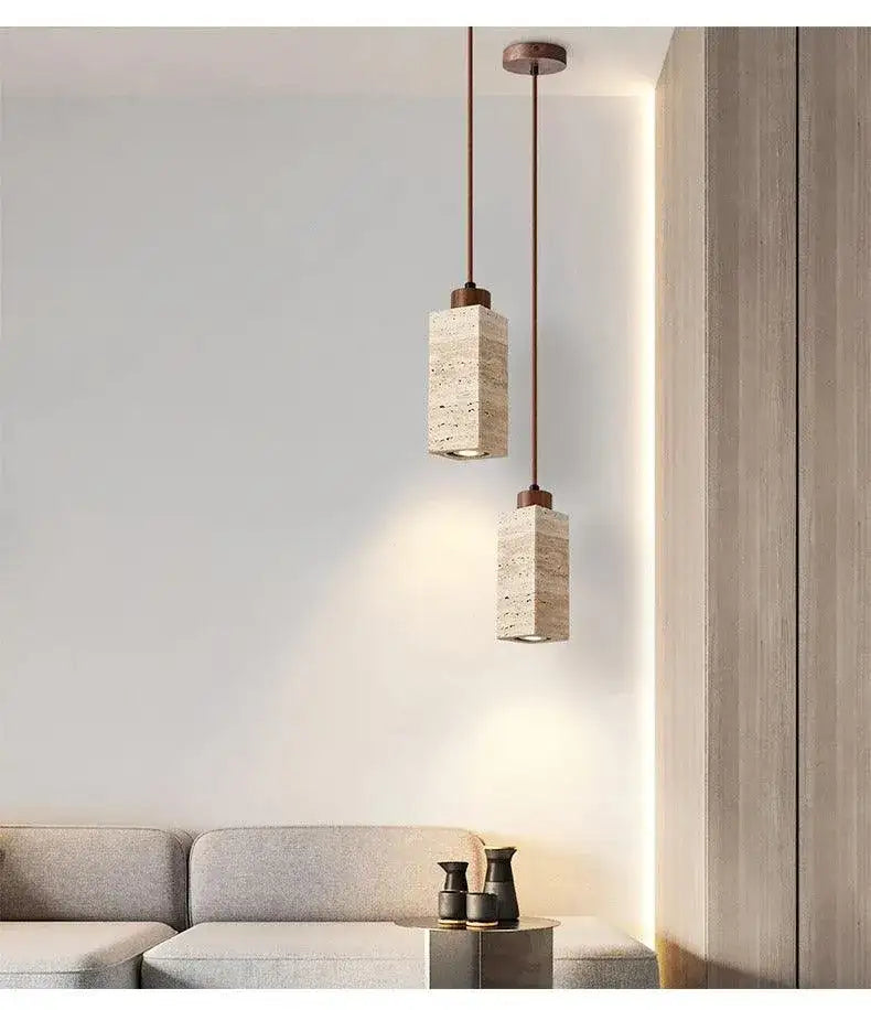 yellow-travertine-marble-ceiling-lamp-lighting-modern-pendant-chandeliers-hanging-light-besontique-home-53863 - Besontique Home
