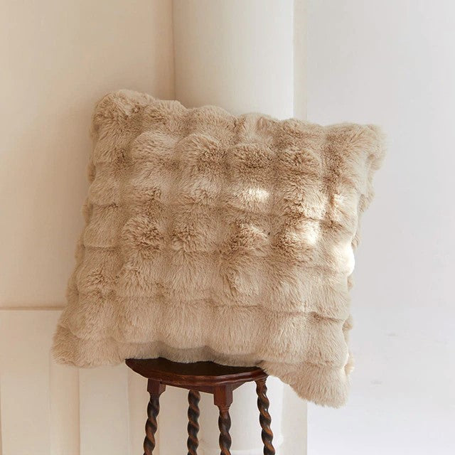 Neutral Luxury Fluffy Fur Throw Pillow │ High-end Warm Comfortable Cus
