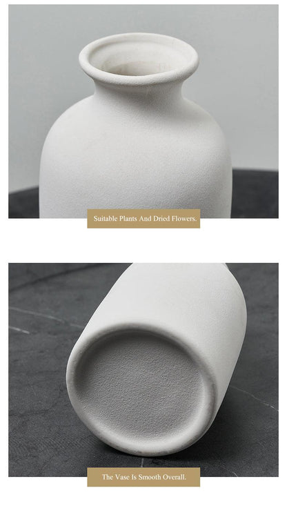 White Simple Ceramic Dried Flower Vase │ Home Decor Room Decorative Item