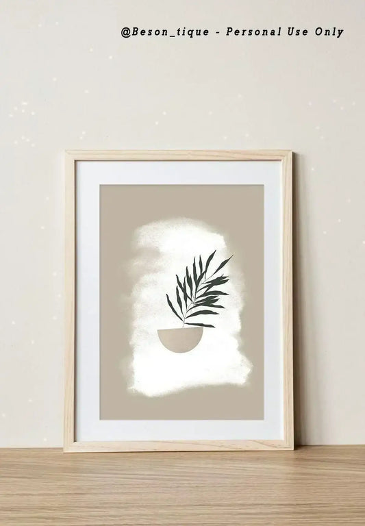 Botanical Digital Prints, Modern Boho Wall Poster, Nature Plants Wall Art, Neutral Beige Green Printable Art - Besontique Home