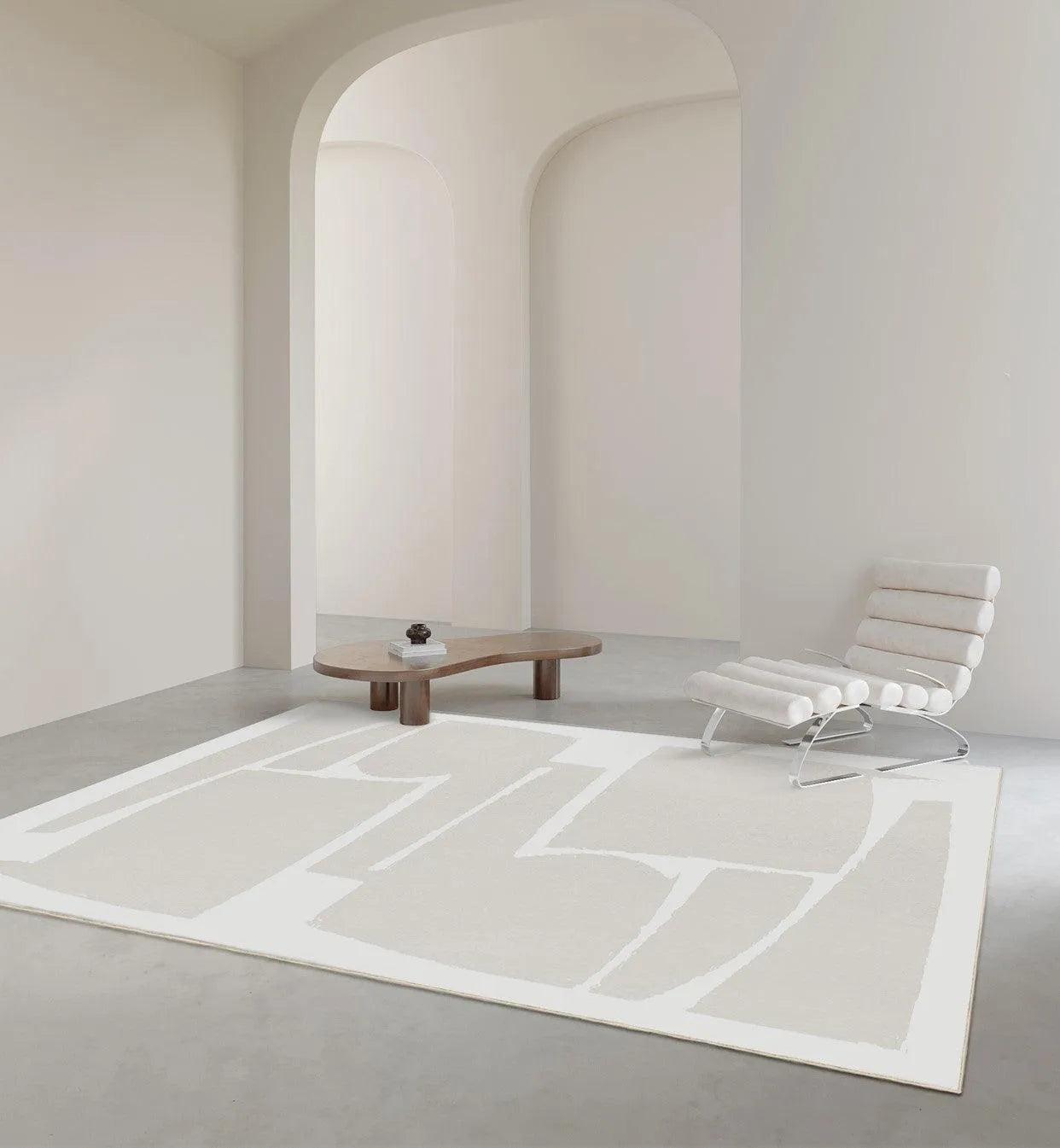Modern Abstract Light Beige Luxury Non-slip Carpet Rug - Besontique Home