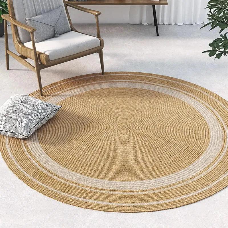 Modern Natural Jute Hand Woven Round Rug │ Minimalism Wear-resistant Durable Rug Mat - Besontique Home
