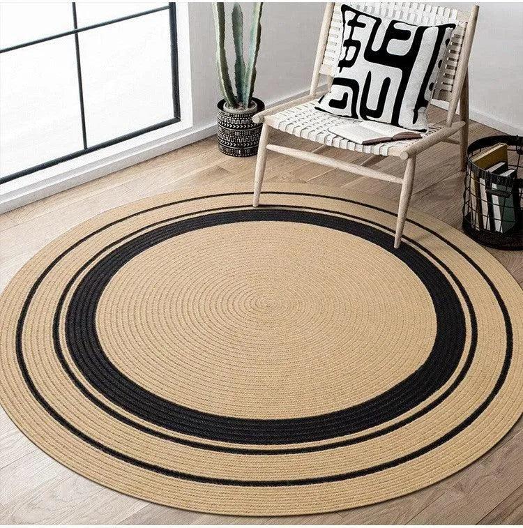 Modern Natural Jute Hand Woven Round Rug │ Minimalism Wear-resistant Durable Rug Mat - Besontique Home